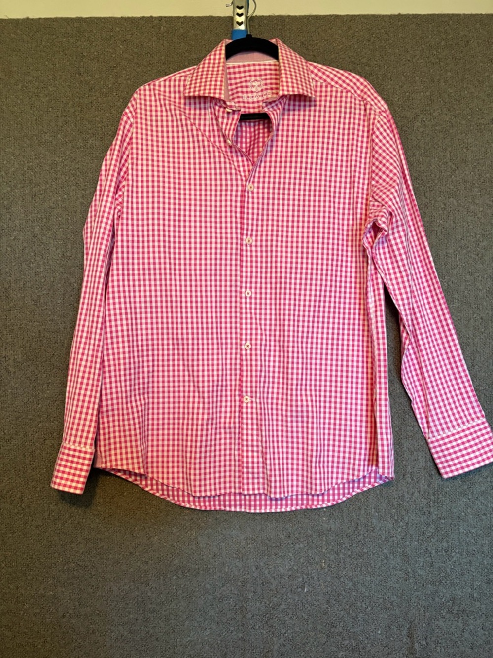 Bugatchi Pink Gingham Long-Sleeve Dress Shirt